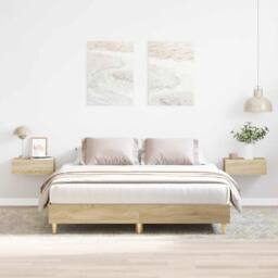 Berkfield Home Bed Frame No Mattress Sonoma Oak 140x200 cm Engineered Wood in Light Tan - thumbnail 2