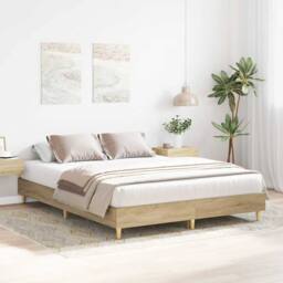 Berkfield Home Bed Frame No Mattress Sonoma Oak 140x200 cm Engineered Wood in Light Tan - thumbnail 3