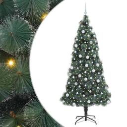 Berkfield Home Artificial Pre-lit Christmas Tree with Ball Set Green 210 cm - thumbnail 2