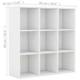 Berkfield Home Book Cabinet White 98x30x98 cm Engineered Wood - Size: 98 x 30 x 98 cm - thumbnail 6