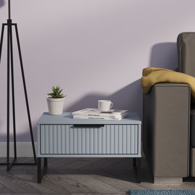 Ready Assembled 2 U Menai 1 Drawer Wide Side Table (Ready Assembled) in Light Blue - image 1