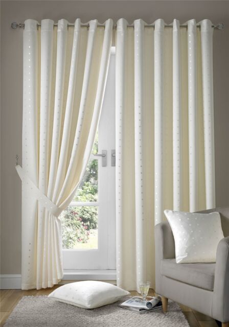 Luxury Living Adi Lined Ring Top Eyelet Curtains in Cream - Size: 168 cm width x 137 cm drop - image 1