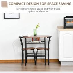 VOGREX Breakfast bar table & 2 chairs. 3 piece dining set with shelf in Brown - thumbnail 4
