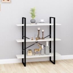 Berkfield Home 3-Tier Book Cabinet White 100x30x105 cm Solid Pine Wood - Size: 100 x 30 x 105 cm - thumbnail 1