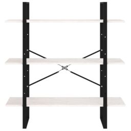 Berkfield Home 3-Tier Book Cabinet White 100x30x105 cm Solid Pine Wood - Size: 100 x 30 x 105 cm - thumbnail 5