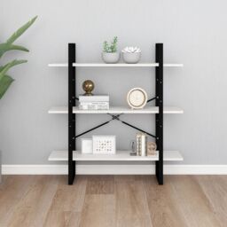 Berkfield Home 3-Tier Book Cabinet White 100x30x105 cm Solid Pine Wood - Size: 100 x 30 x 105 cm - thumbnail 4