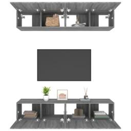 Berkfield Home TV Cabinets 4 pcs Grey Sonoma 80x30x30 cm Engineered Wood - Size: 80 x 30 x 30 cm - thumbnail 5
