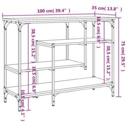 Berkfield Home Decorative Console Table with Shelves Sonoma Oak 100x35x75 cm in Light Oak - Size: 100 x 35 x 75 cm - thumbnail 9