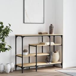 Berkfield Home Decorative Console Table with Shelves Sonoma Oak 100x35x75 cm in Light Oak - Size: 100 x 35 x 75 cm