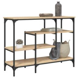 Berkfield Home Decorative Console Table with Shelves Sonoma Oak 100x35x75 cm in Light Oak - Size: 100 x 35 x 75 cm - thumbnail 2