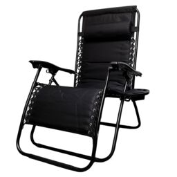 Samuel Alexander Set of 2 Luxury Padded Multi Position Zero Gravity Garden Relaxer Chair Lounger in All Black - thumbnail 9