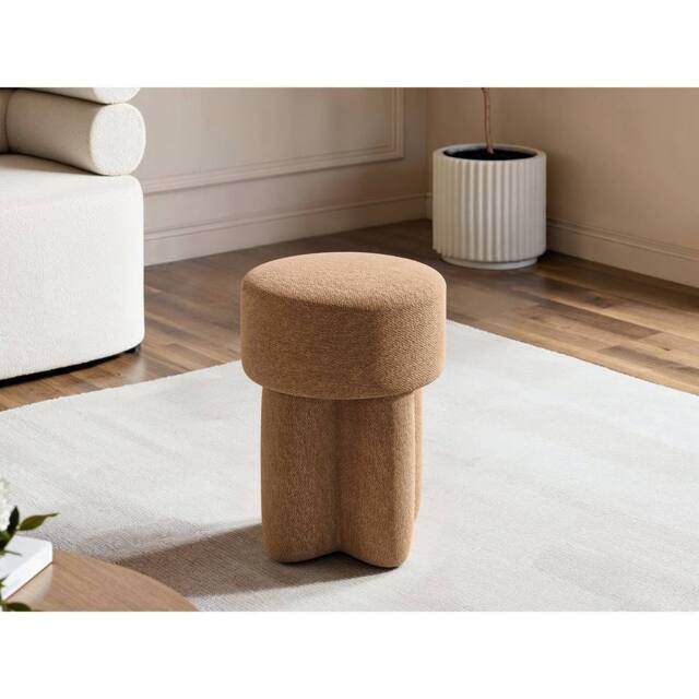 Solace+Co Astrid Fabric Pouffe in Brown - image 1