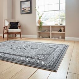 The Rug Shop UK Traditional Easy To Clean Stain-Resistant Area Rug in Silver - Size: 200 cm x 290 cm