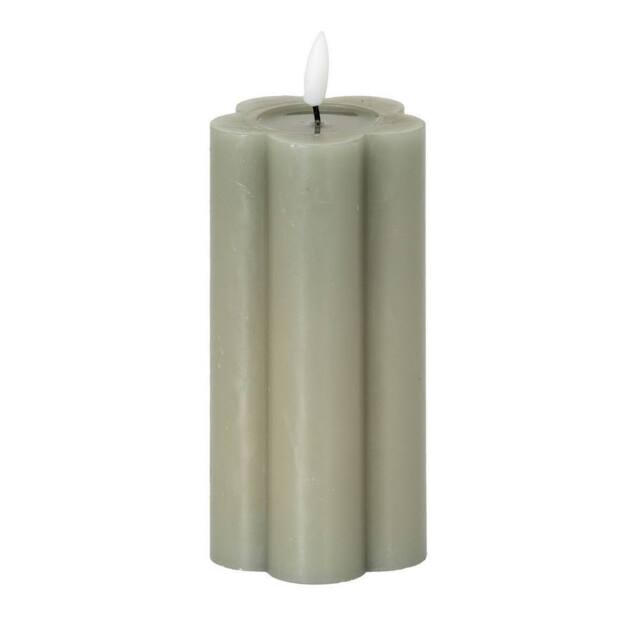 Lemon Pavilion Furniture and Decor Natural Glow 2.75x6 Pillar LED Candle - Plastic - L7xW7xH15 cm - Grey