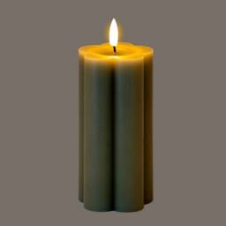 Lemon Pavilion Furniture and Decor Natural Glow 2.75x6 Pillar LED Candle - Plastic - L7xW7xH15 cm - Grey - thumbnail 2