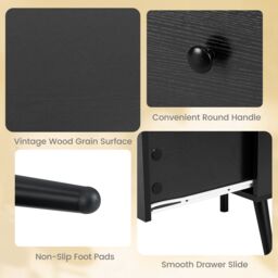Costway 109 CM Rectangular Wooden TV Stand Entertainment Center w/Open Shelf in Black - thumbnail 5