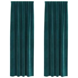 Berkfield Home Blackout Curtains with Top Tape 2 pcs Dark Green Velvet