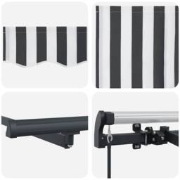 Berkfield Home Manual Retractable Awning Anthracite & White 400x300 cm in Black - thumbnail 9