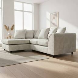 Abakus Direct Jumbo Chenille Corner Left Sofa with Plush Chaise Extension in White - thumbnail 7