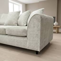 Abakus Direct Jumbo Chenille Corner Left Sofa with Plush Chaise Extension in White - thumbnail 5