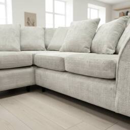 Abakus Direct Jumbo Chenille Corner Left Sofa with Plush Chaise Extension in White - thumbnail 4