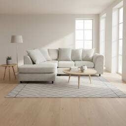 Abakus Direct Jumbo Chenille Corner Left Sofa with Plush Chaise Extension in White - thumbnail 2