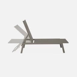 sweeek Set Of 2 Multi-position Deckchairs Textilene & Steel in Brown - thumbnail 3