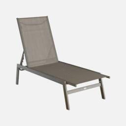 sweeek Set Of 2 Multi-position Deckchairs Textilene & Steel in Brown - thumbnail 2