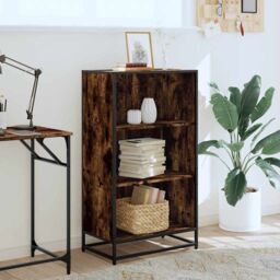 Berkfield Home Book Cabinet Smoked Oak 60x35x107.5 cm Engineered Wood in Brown - thumbnail 3