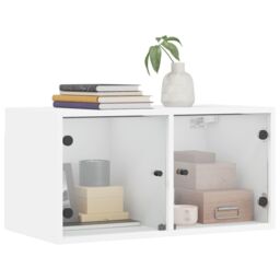 Berkfield Home Wall Cabinet with Glass Doors White 68.5x37x35 cm - thumbnail 4