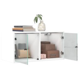 Berkfield Home Wall Cabinet with Glass Doors White 68.5x37x35 cm - thumbnail 5