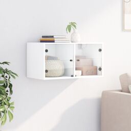 Berkfield Home Wall Cabinet with Glass Doors White 68.5x37x35 cm - thumbnail 3