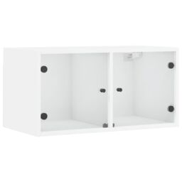 Berkfield Home Wall Cabinet with Glass Doors White 68.5x37x35 cm - thumbnail 2