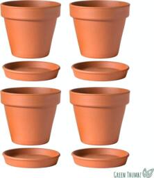 volila 15cm Terracotta Plant Pots with Saucer for Flowers, Herbs & Plants - Pack of 4 - Size: Large - thumbnail 2