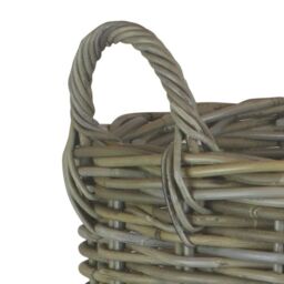 Red Hamper Rattan Tall Round Fireside Grey Rattan Log Basket in Brown - thumbnail 2