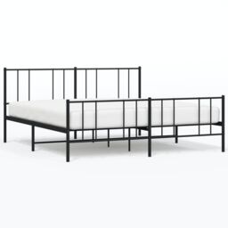 Berkfield Home Metal Bed Frame with Headboard & Footboard Black 180x200 cm Super King - thumbnail 2