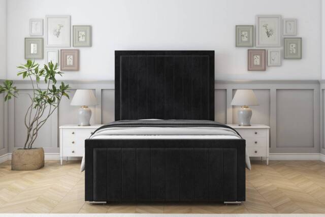 "Sloomy Pemberton Naples Frame-Mattress - 50"" Upholstered Headboard in Black - Size: King" - image 1