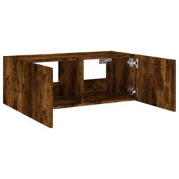 Berkfield Home TV Wall Cabinet with LED Lights Smoked Oak 80x35x31 cm in Brown - Size: 80 x 35 x 31 cm - thumbnail 8