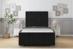 "Sloomy Radcliffe Plush Frame-Mattress - 50"" Upholstered Headboard in Black - Size: Super King" - thumbnail 2