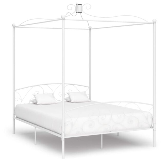 Berkfield Home Canopy Bed Frame White Metal 180x200 cm Super King - image 1