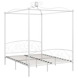 Berkfield Home Canopy Bed Frame White Metal 180x200 cm Super King - thumbnail 2