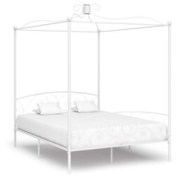 Berkfield Home Canopy Bed Frame White Metal 180x200 cm Super King - thumbnail 1