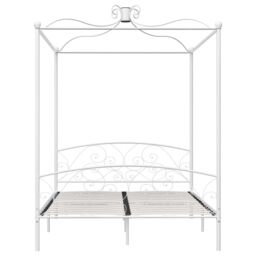 Berkfield Home Canopy Bed Frame White Metal 180x200 cm Super King - thumbnail 3