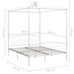 Berkfield Home Canopy Bed Frame White Metal 180x200 cm Super King - thumbnail 6