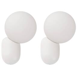 Wyld and Coco 2-Pack White Resin Opaque Glass Globe Wall Lamps Vintage Style - thumbnail 2