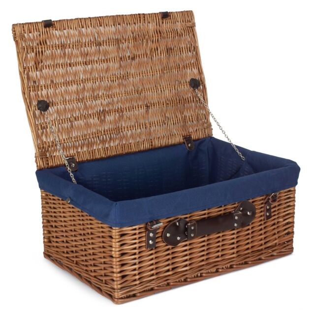 Red Hamper Wicker 56cm Double Steamed Picnic Hamper Basket with Cotton Lining in Blue - image 1