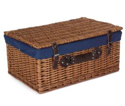 Red Hamper Wicker 56cm Double Steamed Picnic Hamper Basket with Cotton Lining in Blue - thumbnail 2