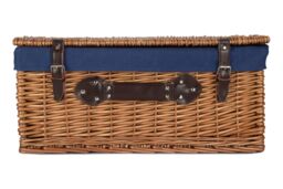 Red Hamper Wicker 56cm Double Steamed Picnic Hamper Basket with Cotton Lining in Blue - thumbnail 4