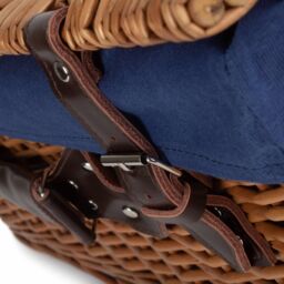 Red Hamper Wicker 56cm Double Steamed Picnic Hamper Basket with Cotton Lining in Blue - thumbnail 5