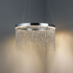 Loops LED Ceiling Pendant Light 30W Warm White CHROME & Silver Chain Luxury Lamp - thumbnail 4
